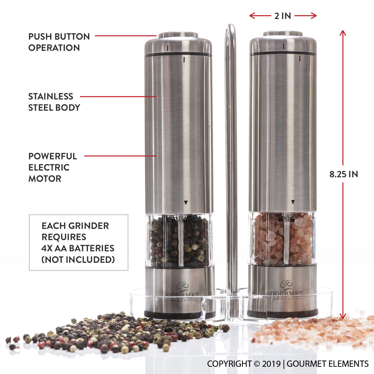 Electric Automatic Electric Salt Pepper Grinders Spice Mills Shaker Grinder
